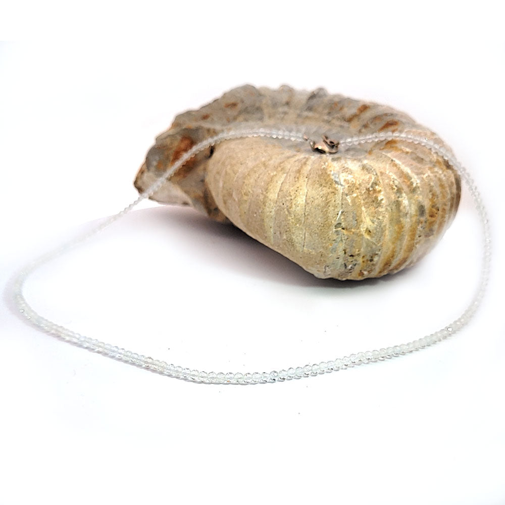 Rock crystal bead necklace 3 mm faceted 