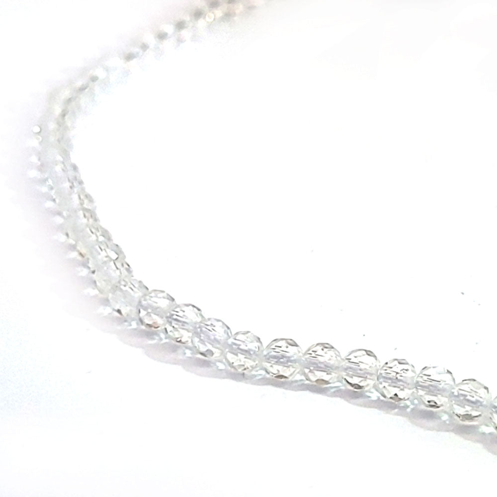Rock crystal bead necklace 3.5 mm faceted 