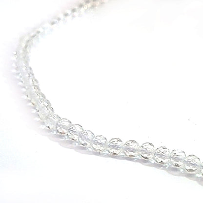 Rock crystal bead necklace 3.5 mm faceted 