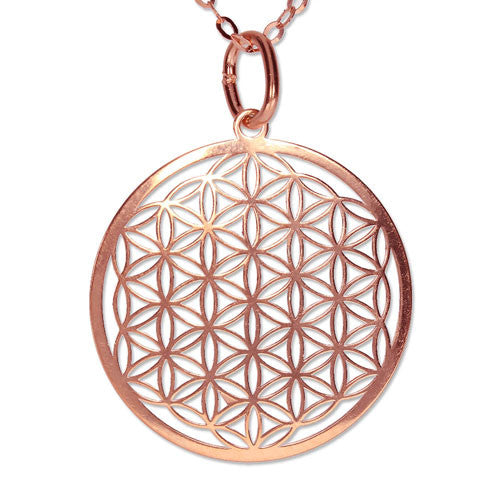 Blume des Lebens Anhänger silber rose vergoldet 15mm  - 1