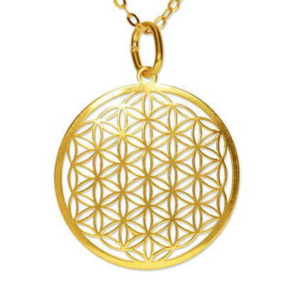 Blume des Lebens Anhänger silber vergoldet 15mm  - 1