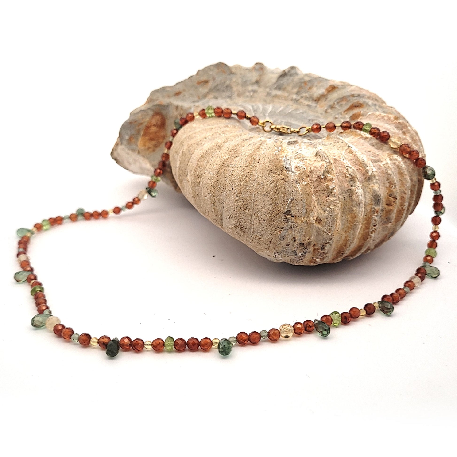 Bohemian-Design-Kette-Oranger-Granat-Peridot-Apatit