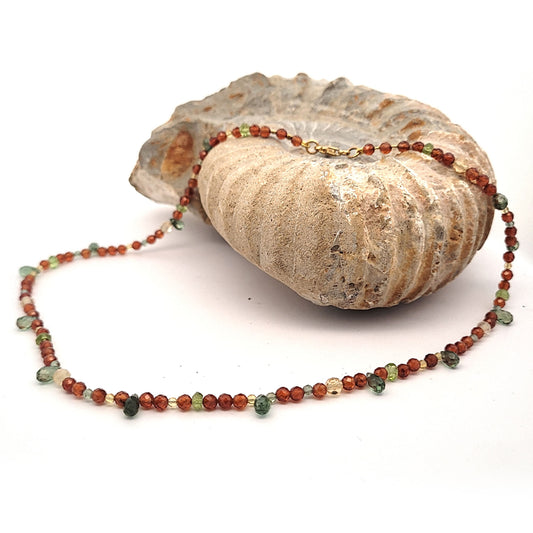Bohemian-Design-Kette-Oranger-Granat-Peridot-Apatit