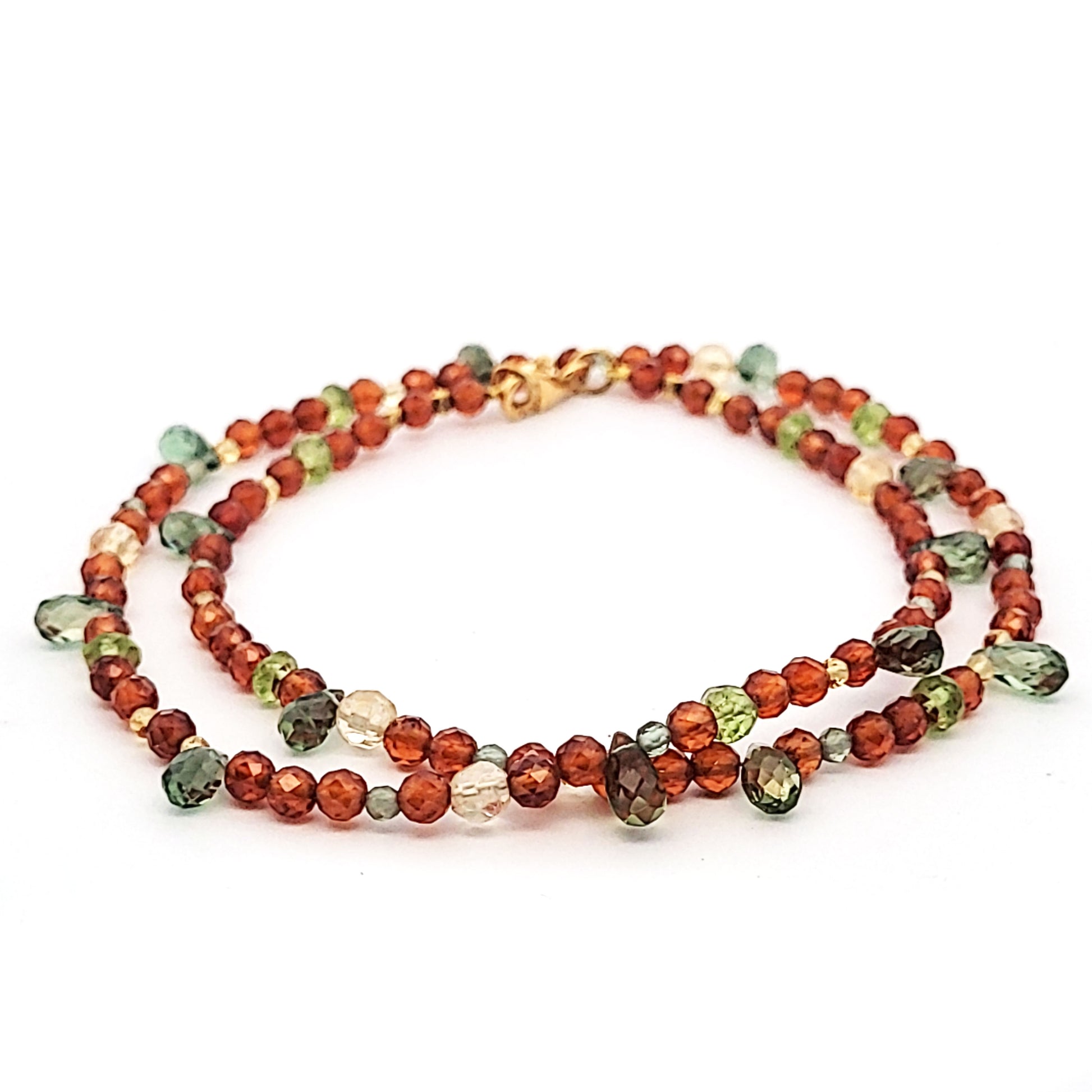 Bohemian-Design-Kette-Oranger-Granat-Peridot-Apatit