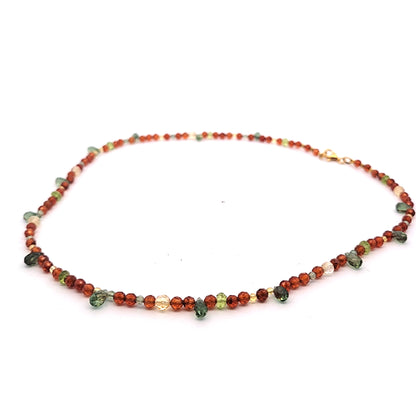 Bohemian-Design-Kette-Oranger-Granat-Peridot-Apatit