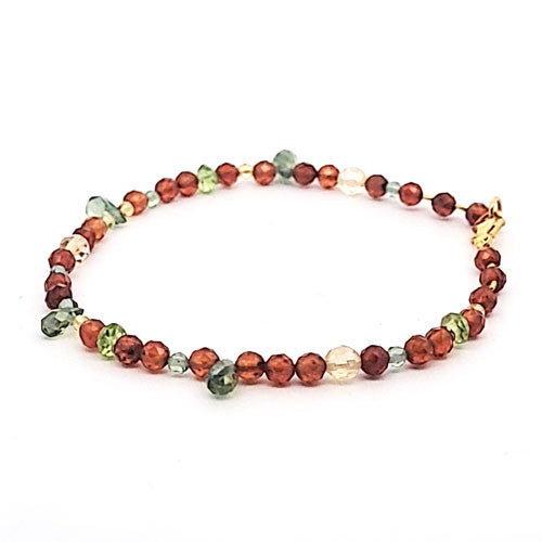 Bohemian Design Armband Granat orange, Apatit grün und Zitrin Steindesign - 1