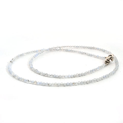 Chalcedony beaded necklace 2 mm faceted 