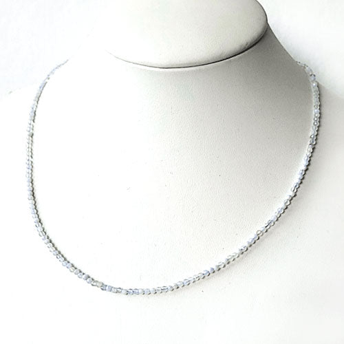 Chalcedony beaded necklace 2 mm faceted 