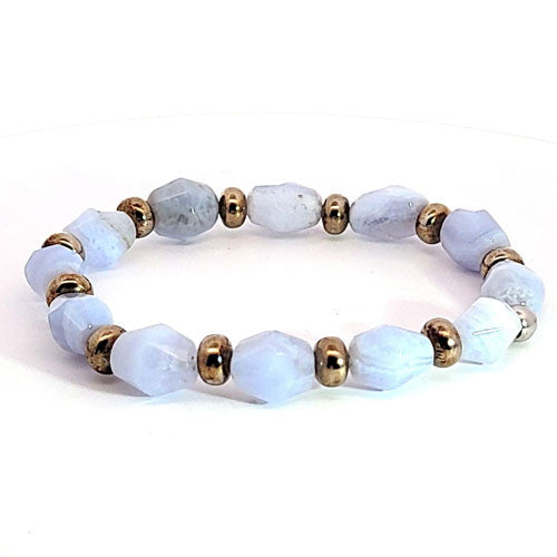Chalzedon Armband mit Silberelementen patiniert Steindesign - 1