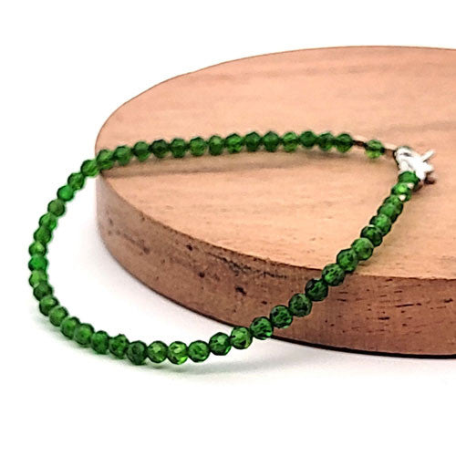 Chromdiopsid Kugelarmband 3 mm facettiert  - 1