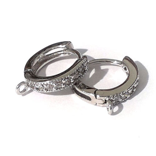 Creole mit Zirkonia, Silber rhodiniert Steindesign - 1