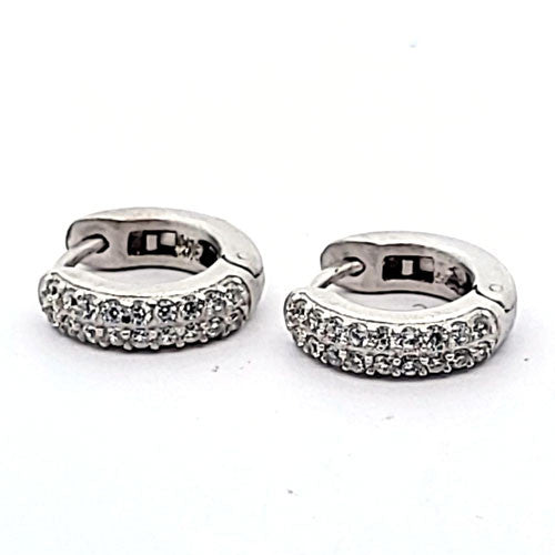 Creole mit Zirkonia, Silber rhodiniert matt  - 1