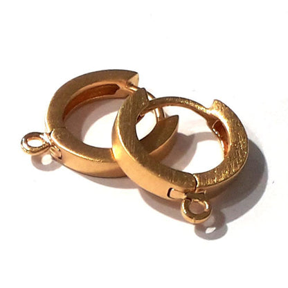 Creole mit Öse, Silber vergoldet matt Steindesign - 1