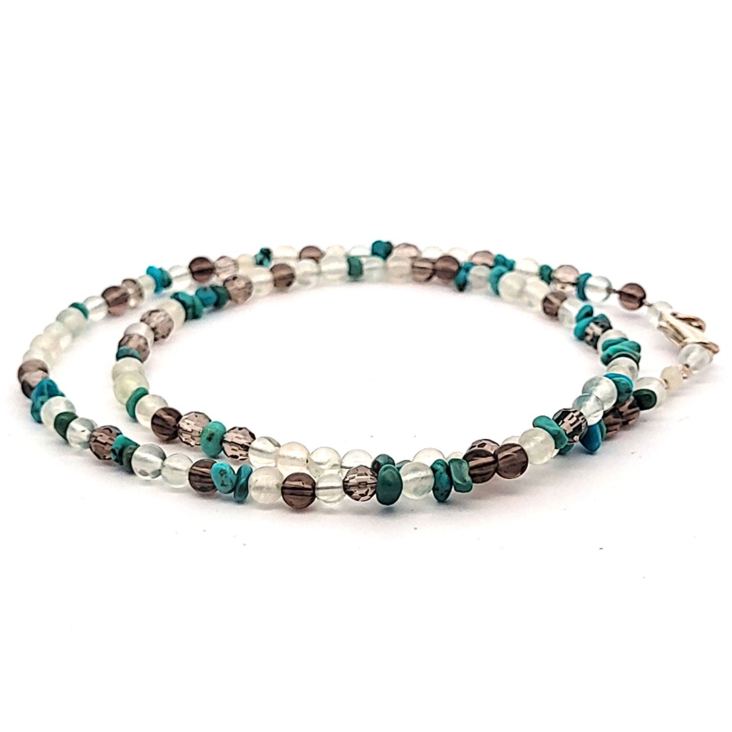 Design-Kette-Prehnit-Tuerkis-Rauchquarz