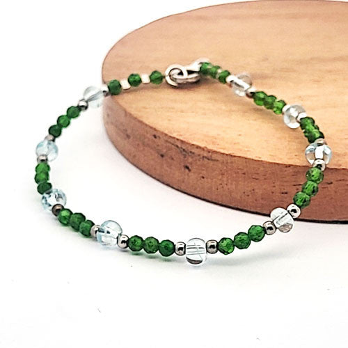 Design Armband Chromdiopsid und Aquamarin Steindesign - 1