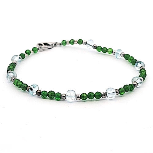 Design Armband Chromdiopsid und Aquamarin Steindesign - 2