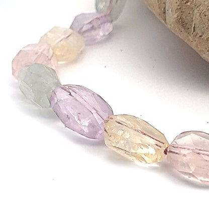 Pastell-Quarz Designkette mit Amethyst, Rosenquarz, Zitrin und Grünquarz