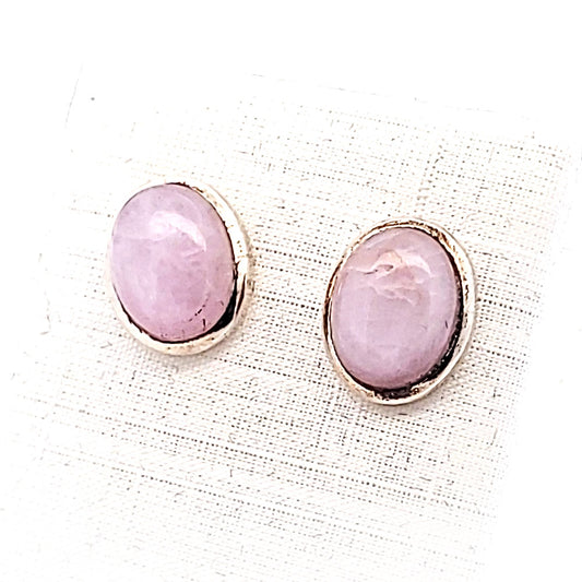 Edelstein-Silber-Ohrstecker-Kunzit