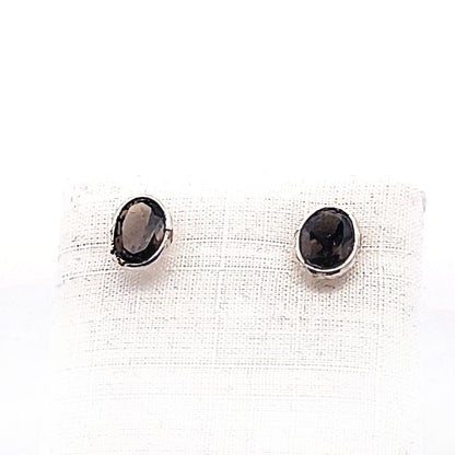 Edelstein-Silber-Ohrstecker-Rauchquarz