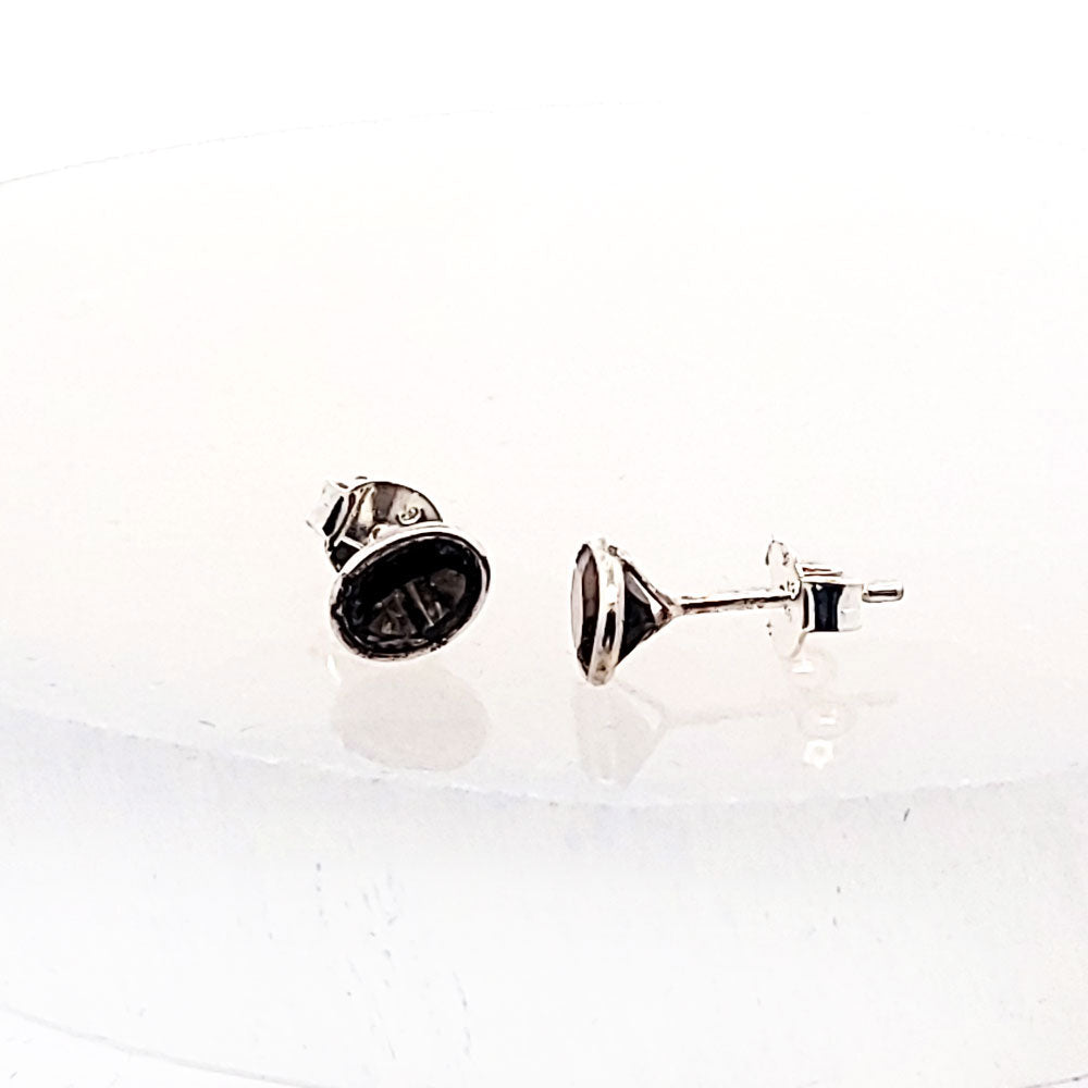 Edelstein-Silber-Ohrstecker-Rauchquarz