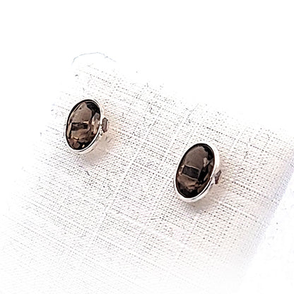 Edelstein-Silber-Ohrstecker-Rauchquarz