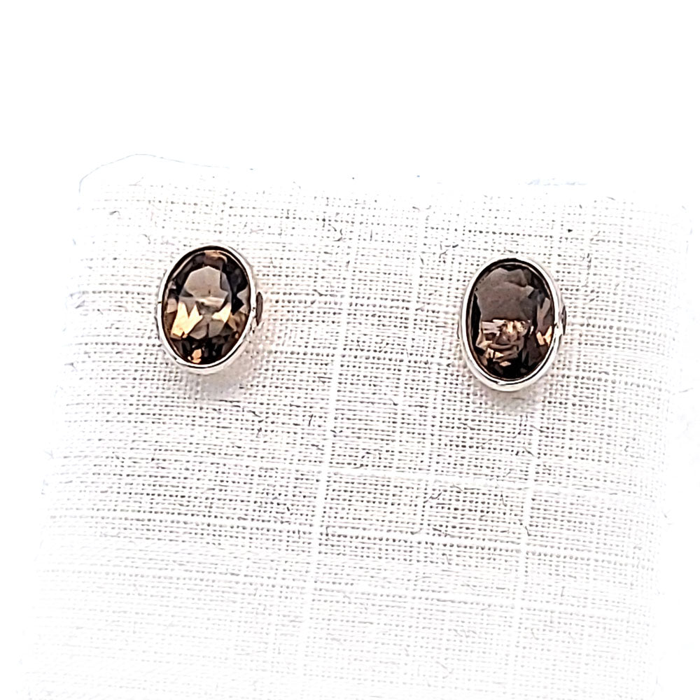 Edelstein-Silber-Ohrstecker-Rauchquarz
