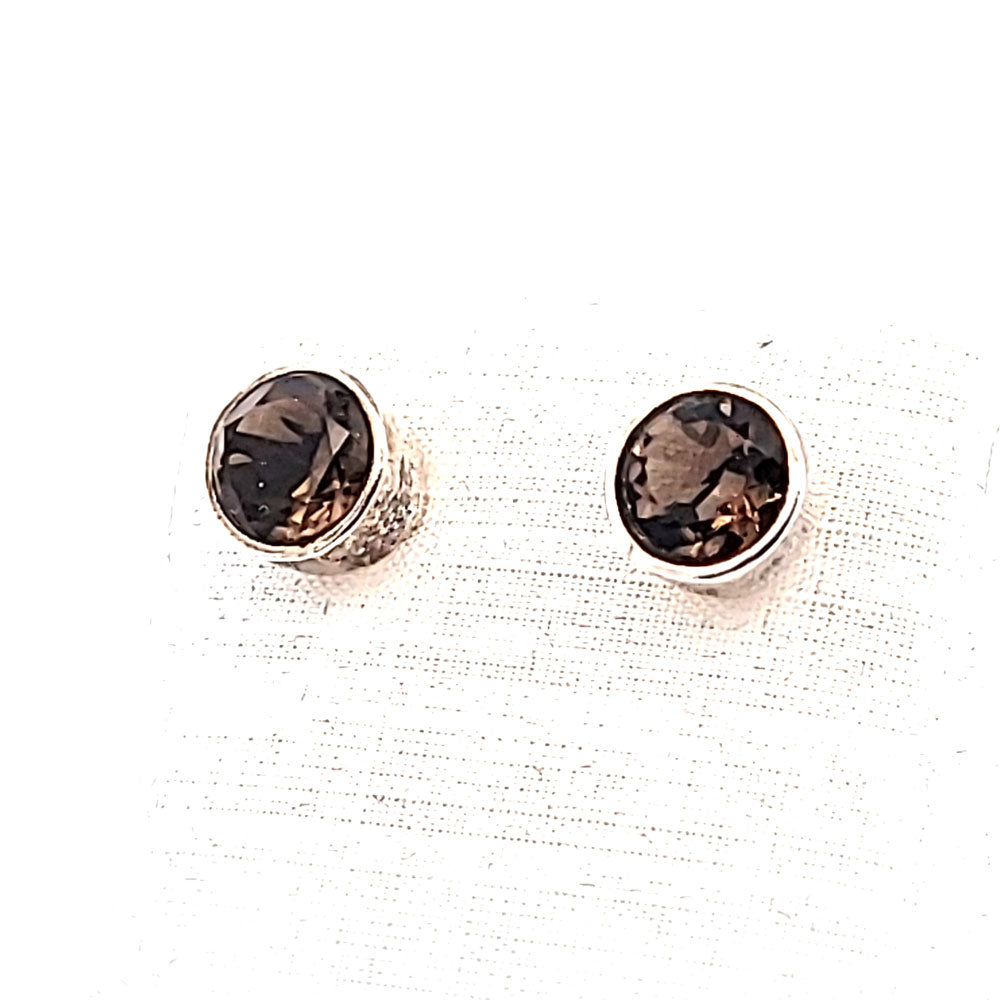 Edelstein-Silber-Ohrstecker-Rauchquarz