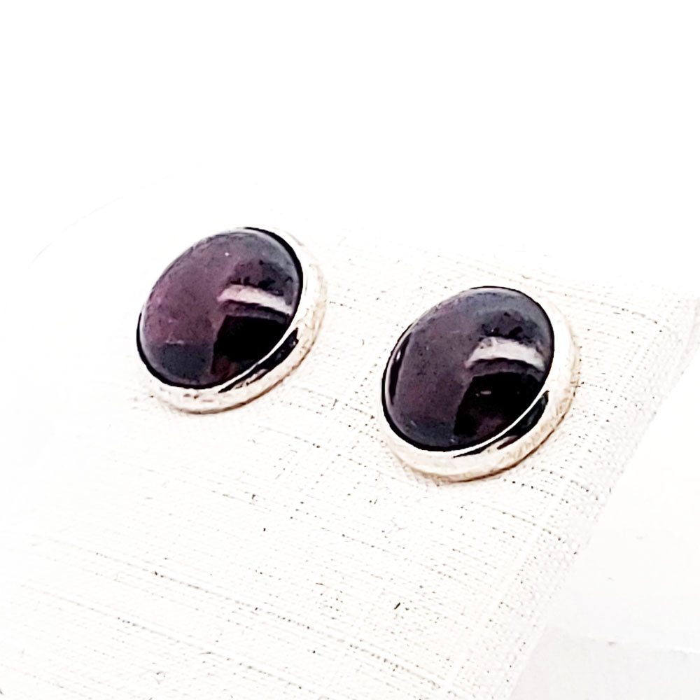 Granat Ohrstecker, silber