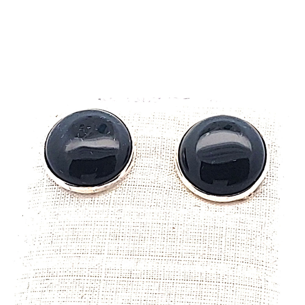 Edelstein Silberohrstecker Onyx