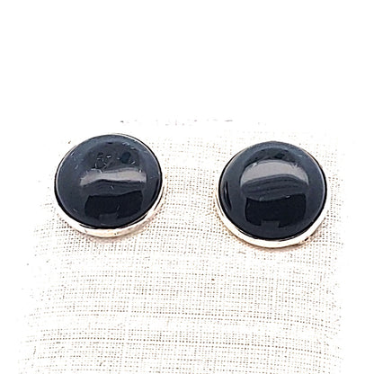 Edelstein Silberohrstecker Onyx