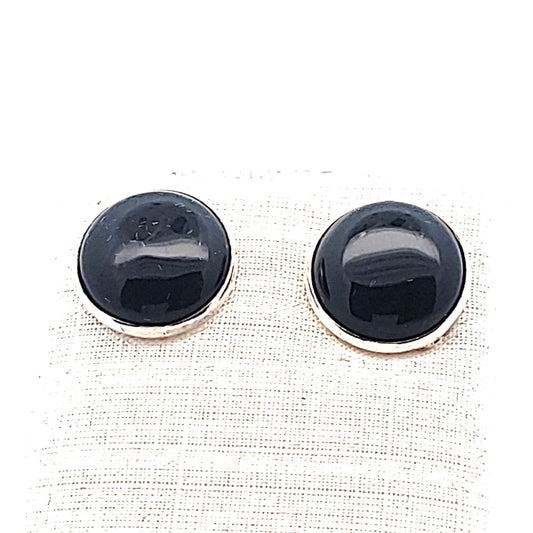 Edelstein Silberohrstecker Onyx