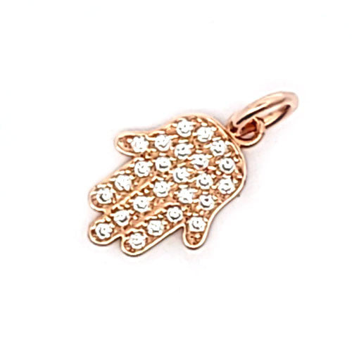 Fatimas Hand - Anhänger, silber rosé vergoldet mit Zirkonia  - 1