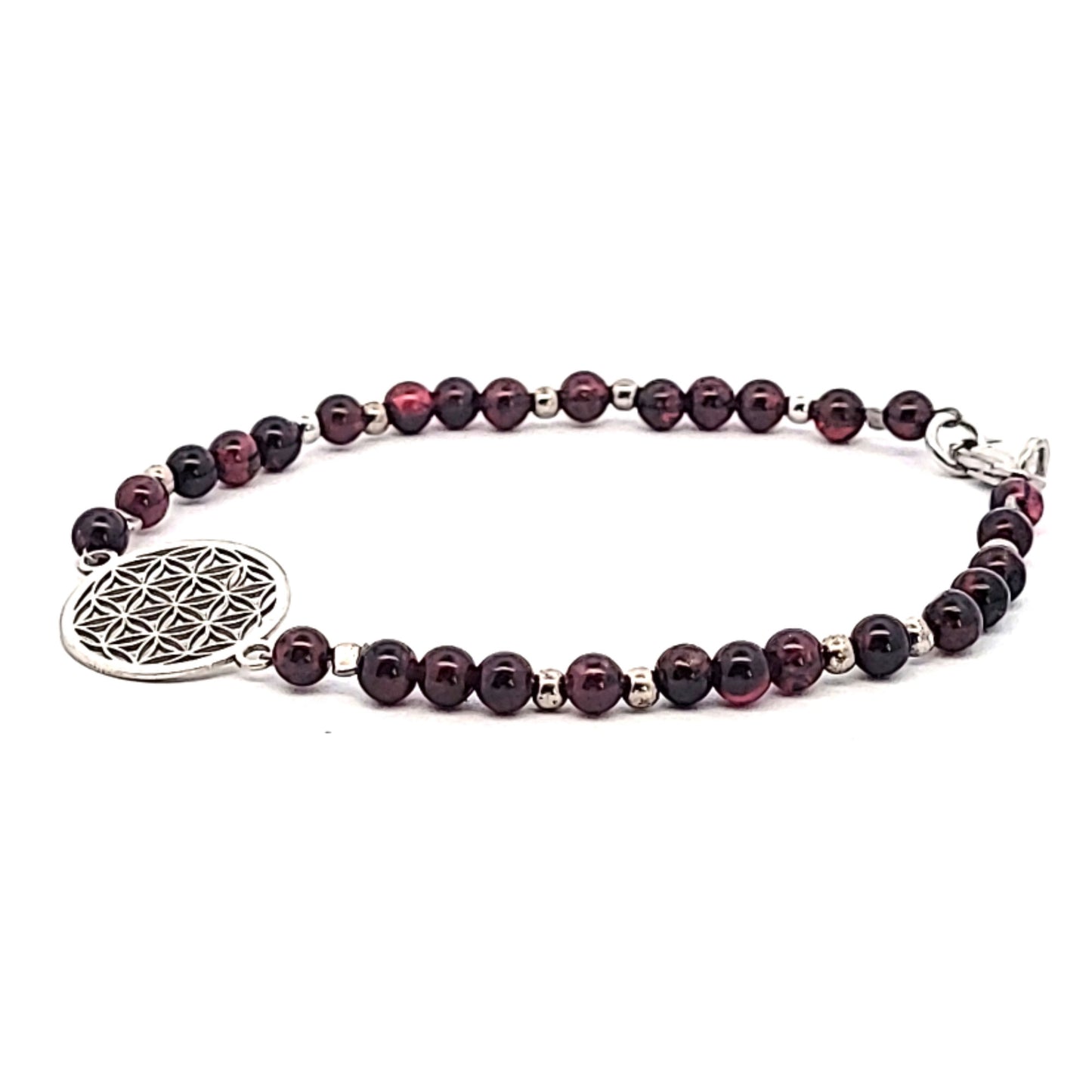 Granat-Armband mit Blume des Lebens Steindesign 