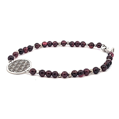 Granat-Armband mit Blume des Lebens Steindesign 