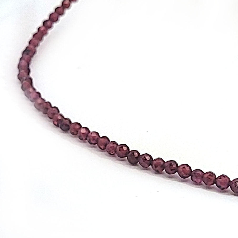 Garnet bead necklace 2.5 mm faceted