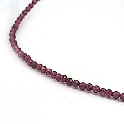 Garnet bead necklace 2.5 mm faceted