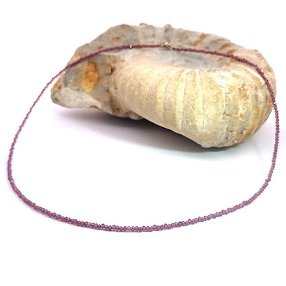 Garnet bead necklace 2 mm faceted