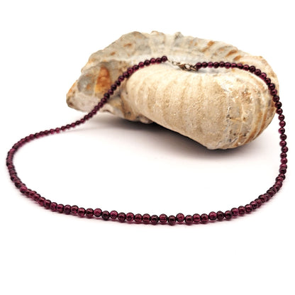 Garnet bead necklace 4 mm