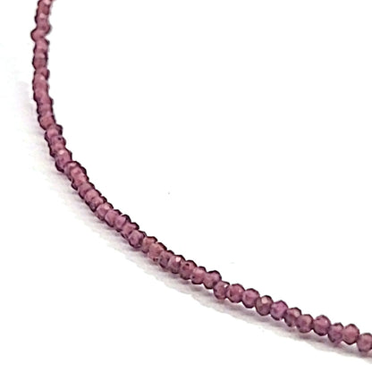 Garnet bead necklace 2 mm faceted