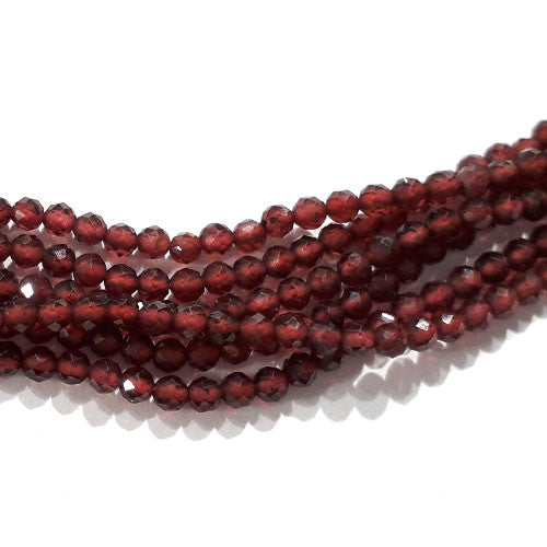Granat, Kugelstrang 3 mm facettiert  - 1