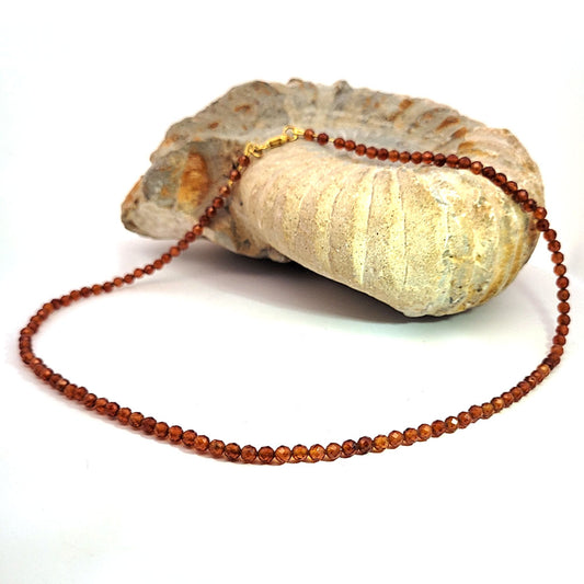 Granat orange Kugelkette 4 mm facettiert