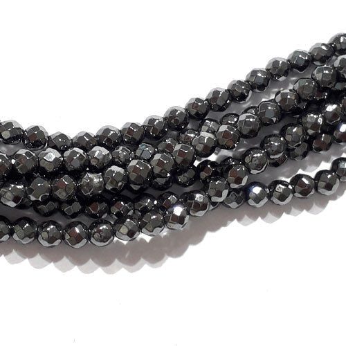 Hämatit Kugelstrang 3 mm facettiert  - 3