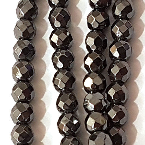 Hämatit Kugelstrang 4mm facettiert  - 2