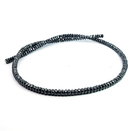 Hematite, button strand 4 mm faceted