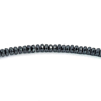 Hematite, button strand 4 mm faceted