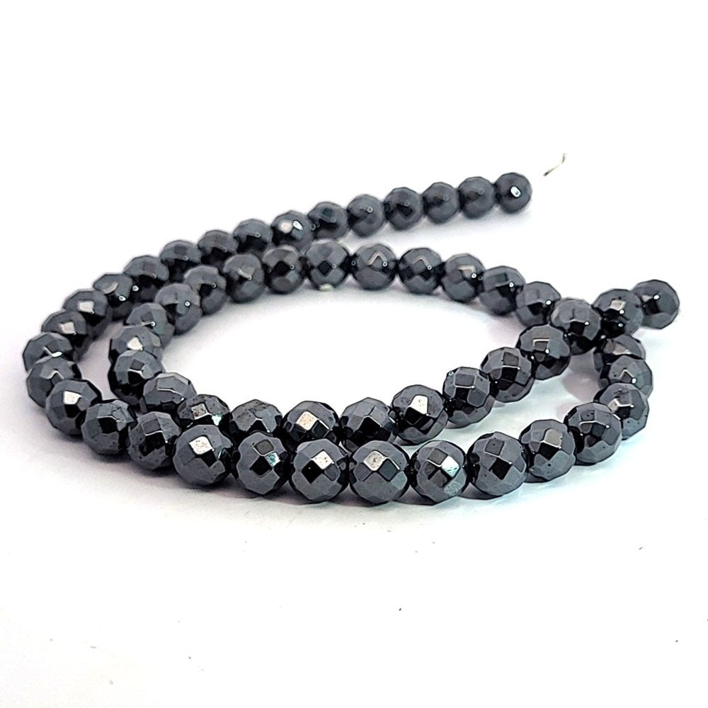 Hematite, 8 mm faceted bead strand