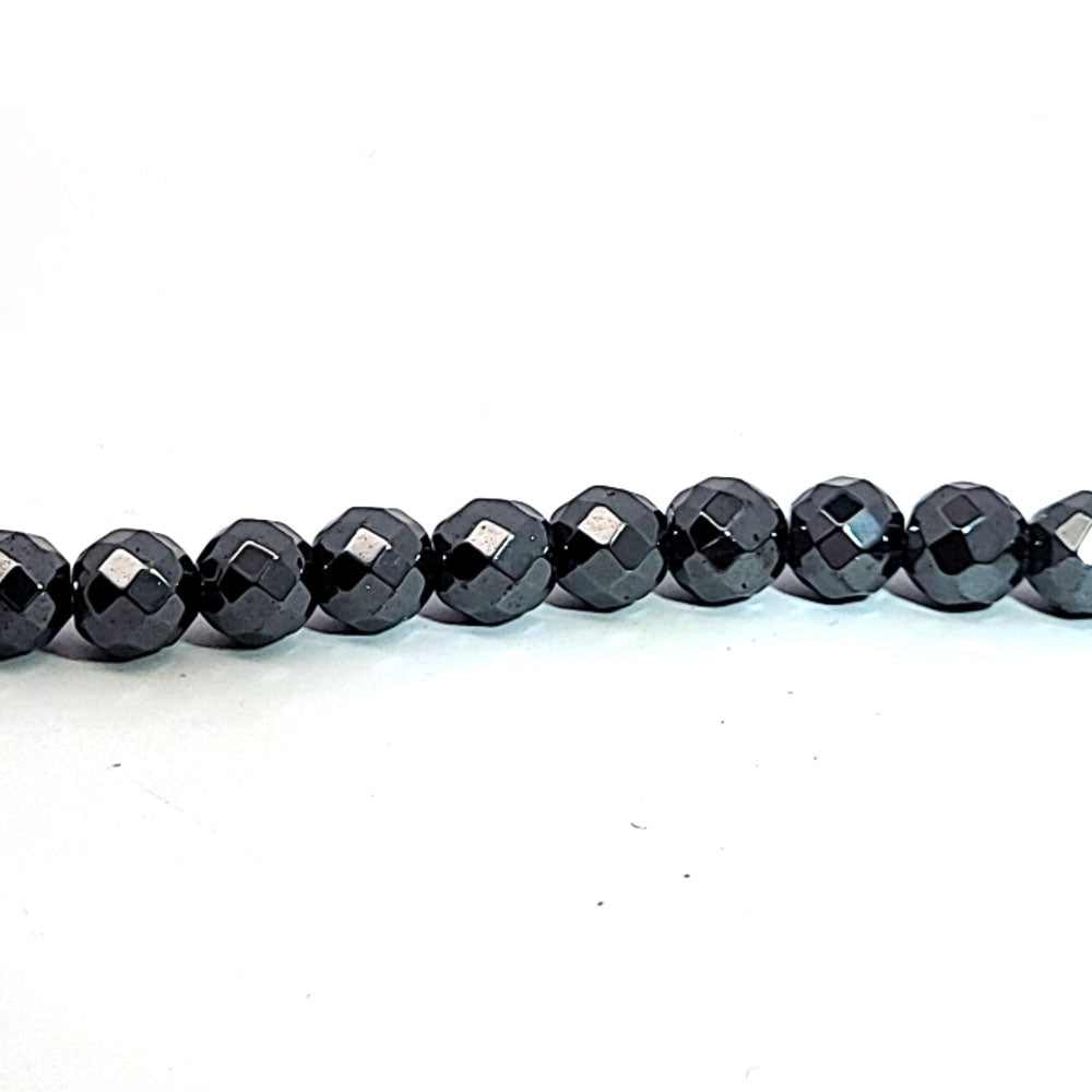 Hematite, 8 mm faceted bead strand