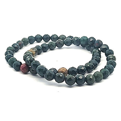 Heliotrop (Blutjaspis) Kugelarmband 6 mm facettiert  - 2