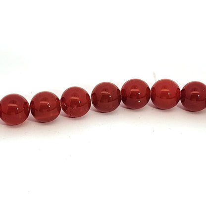 Carnelian (red agate), 10 mm bead strand