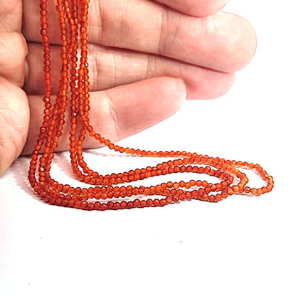 Carnelian, 2 mm faceted bead strand